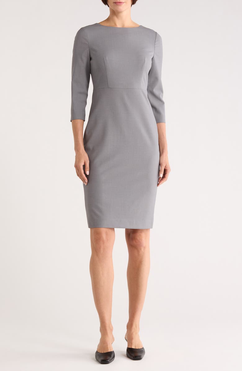 Theory Varetta Stretch Wool Sheath Dress, Main, color, Pearl Melange