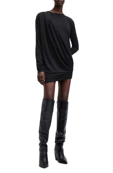 Devin Long Sleeve Draped Minidress