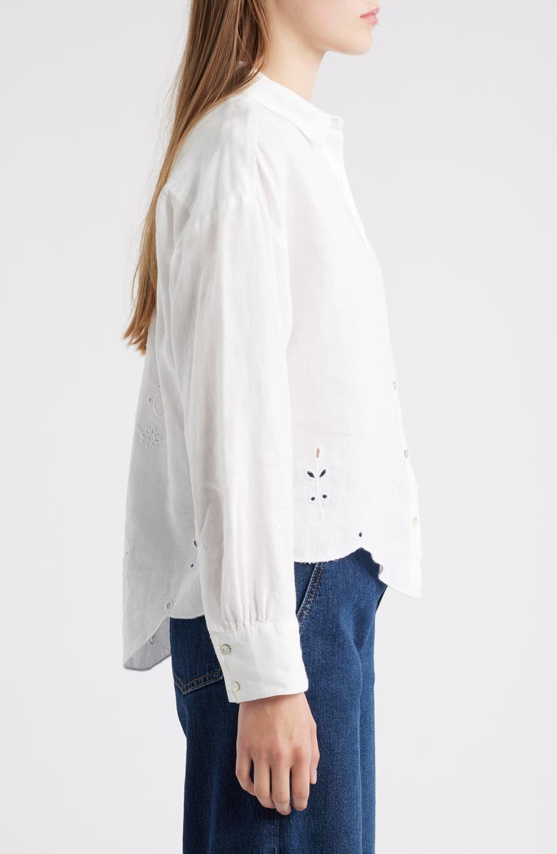 Bella Dahl Embroidered Eyelet Linen Button-Up Shirt, Alternate, color, 