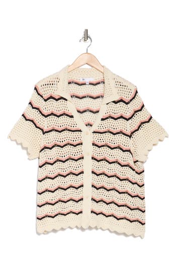 DR2 BY DANIEL RAINN DR2 BY DANIEL RAINN SCALLOPED OPEN STITCH SWEATER