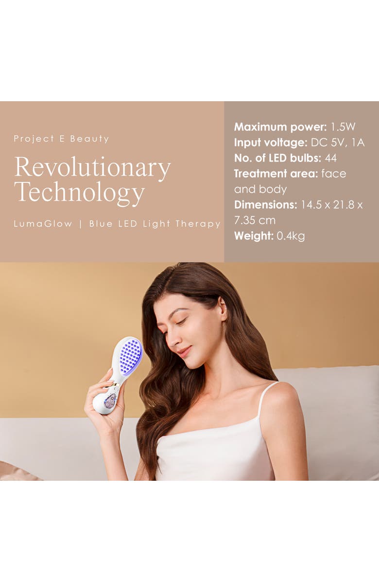 Project E Beauty LumaGlow Blue LED Light Therapy Wand, Alternate, color, White