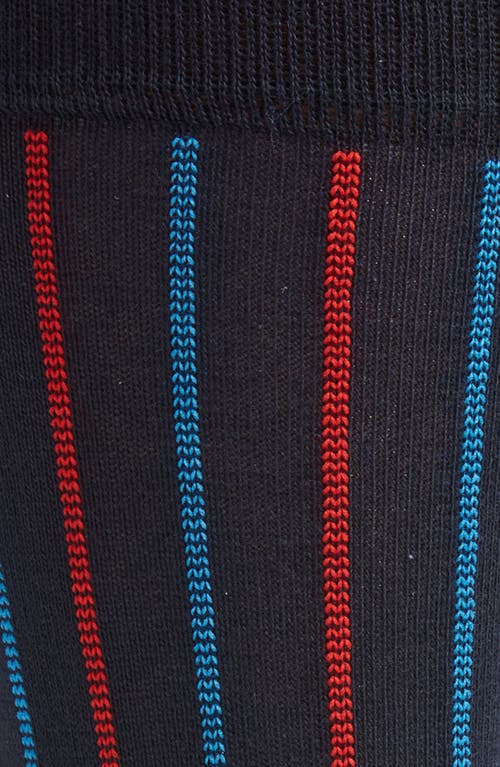 Nordstrom Vertical Stripe Cotton Blend Dress Socks In Black