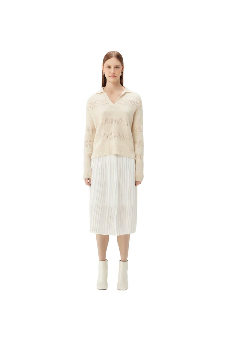 Mixed Pattern Cashmere Polo, Main, color, off white