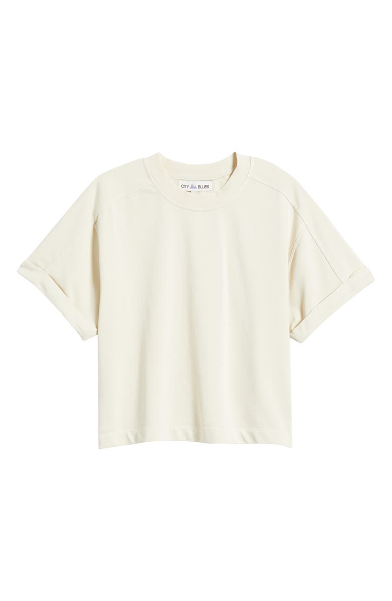 CITY BLUES Brie Boxy Short Sleeve Sweatshirt, Alternate, color, Bone White