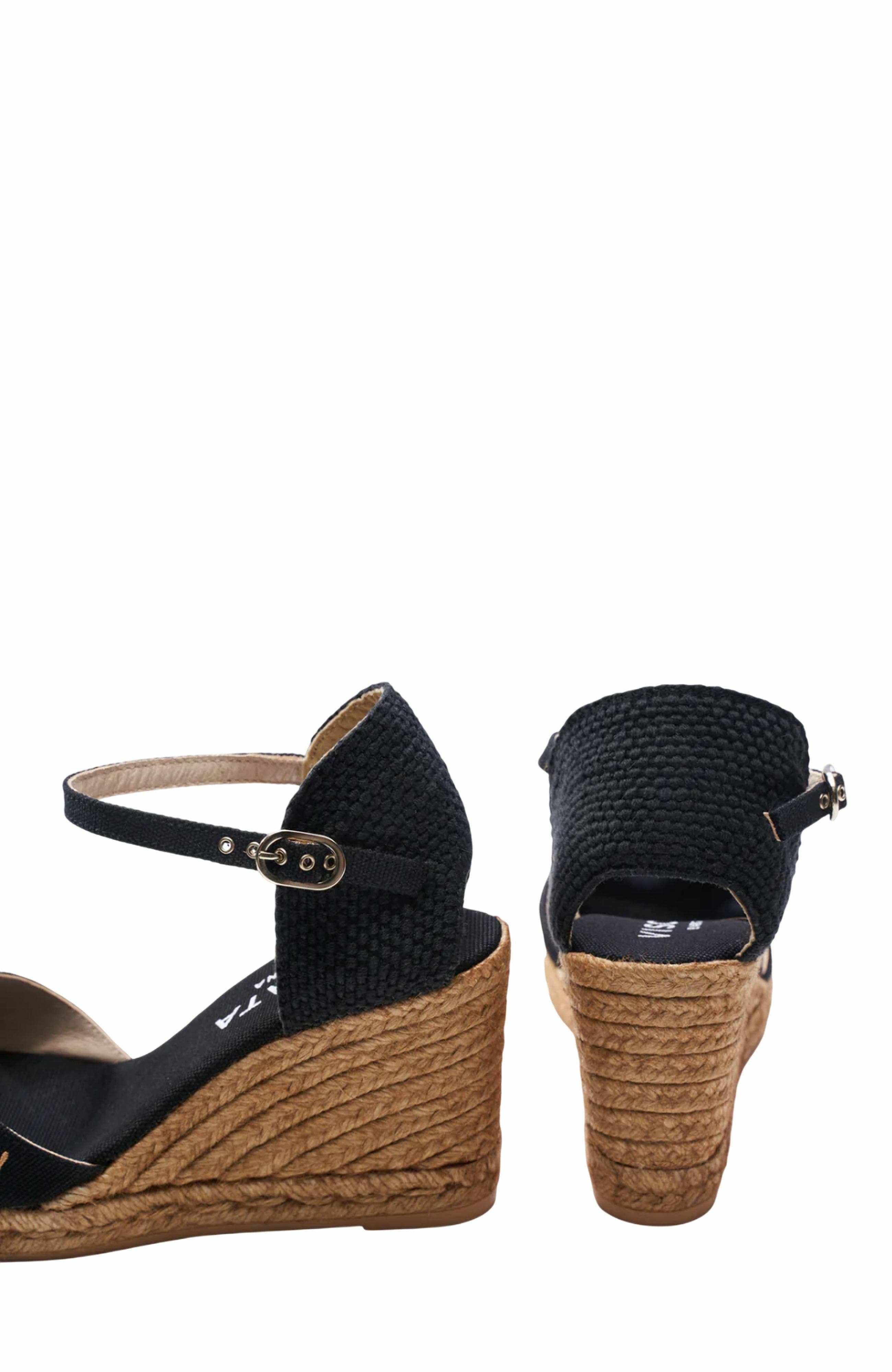 VISCATA Aiguablava Canvas Espadrille Sandal Wedges, Alternate, color, Black