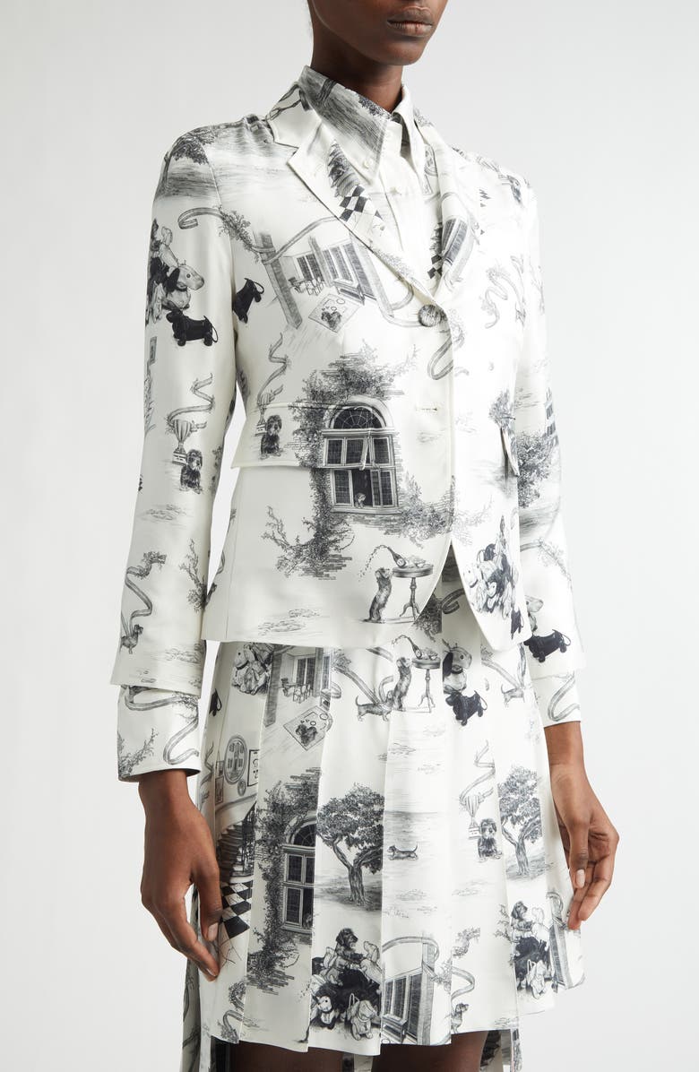Thom Browne Hector Toile Silk Jacket, Alternate, color, Black/ White