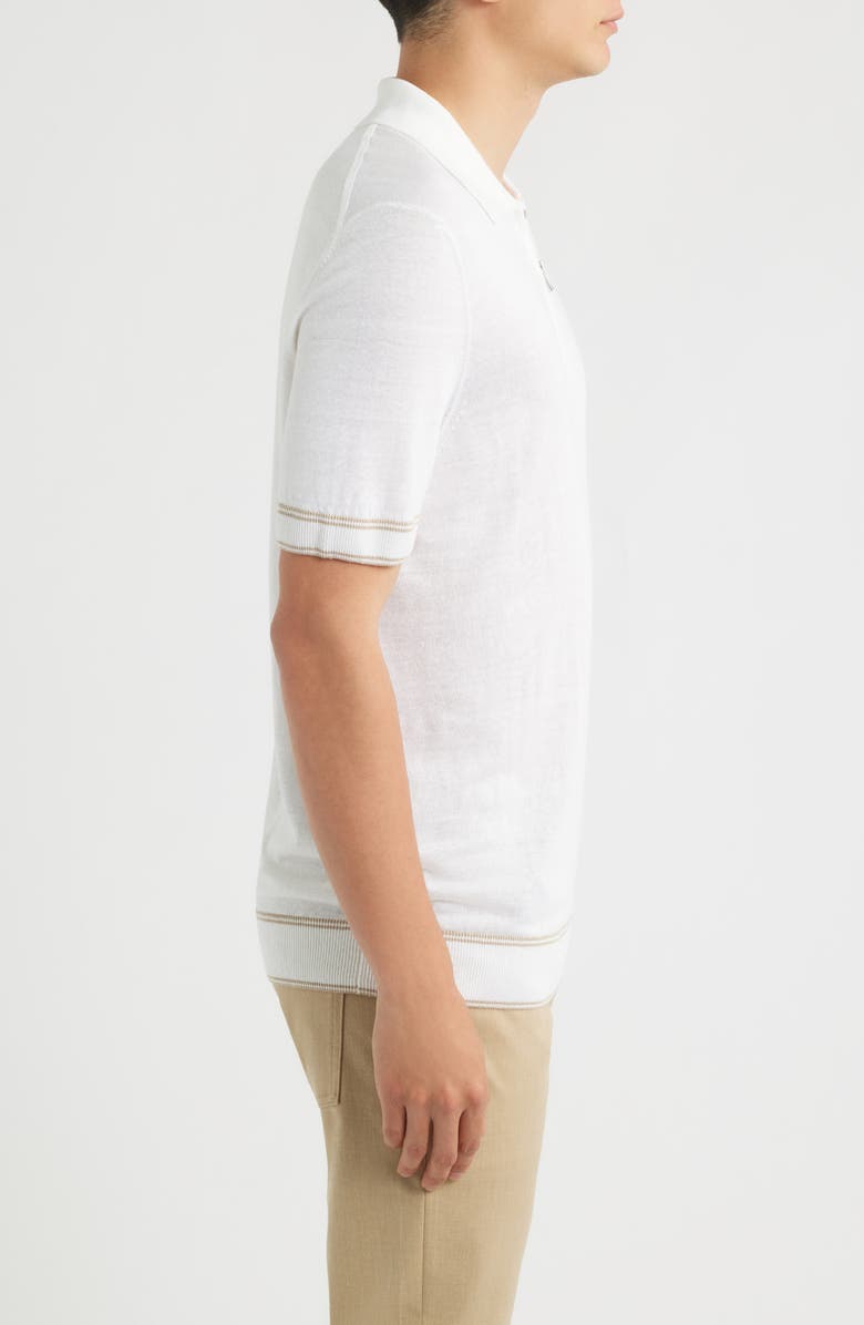 BOSS Norberto Linen Blend Short Sleeve Sweater, Alternate, color, White