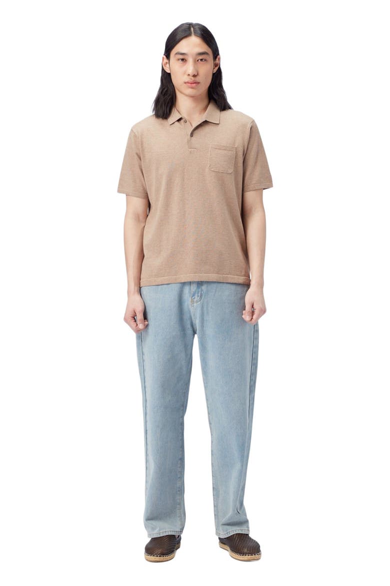 Men's Cotton Silk Cashmere Blend Polo Shirt, Alternate, color, timber wolf