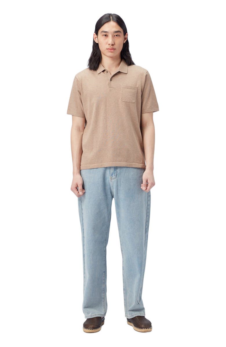 GOBI Mongolian Cashmere Men's Cotton Silk Cashmere Blend Polo Shirt, Alternate, color, Timber Wolf