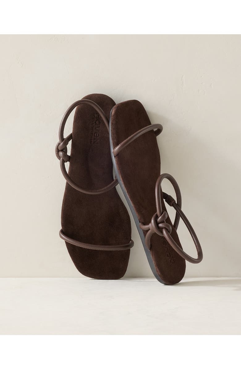 Haven Well Within Leather Double Strap Knot Sandals, Main, color, Coffee Bean