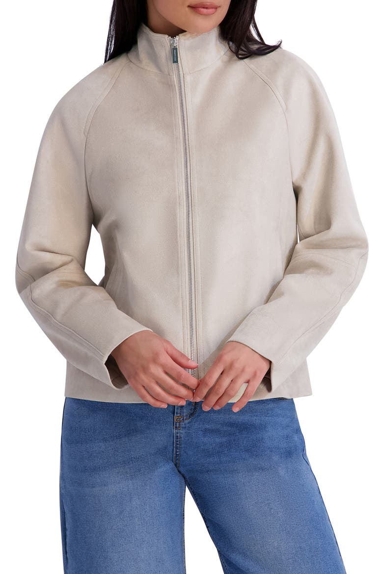 Faux Suede Scuba Jacket, Main, color, BONE