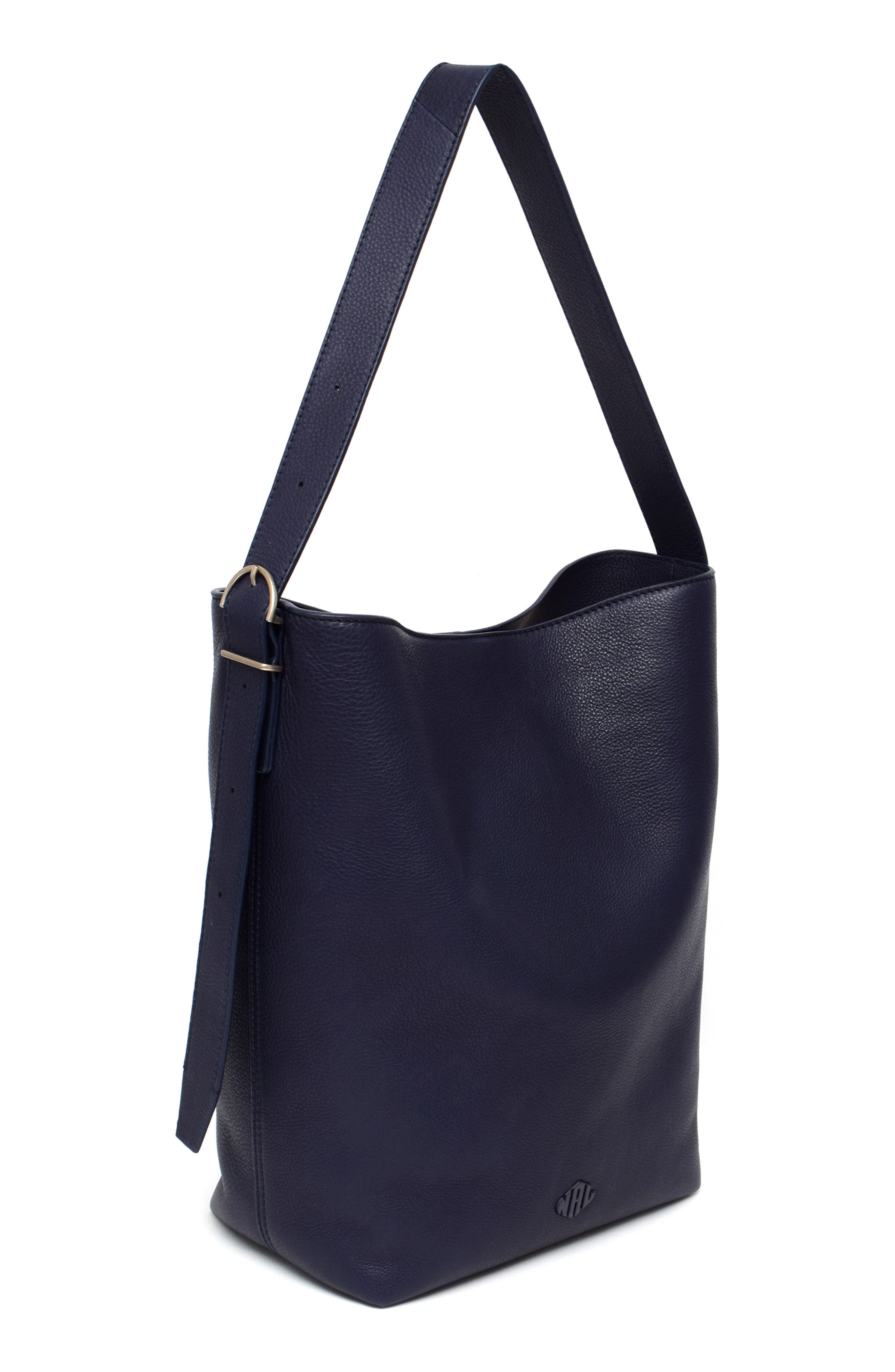 New Amsterdam Leatherworks Jayden Large Leather Bucket Bag, Alternate, color, Midnight