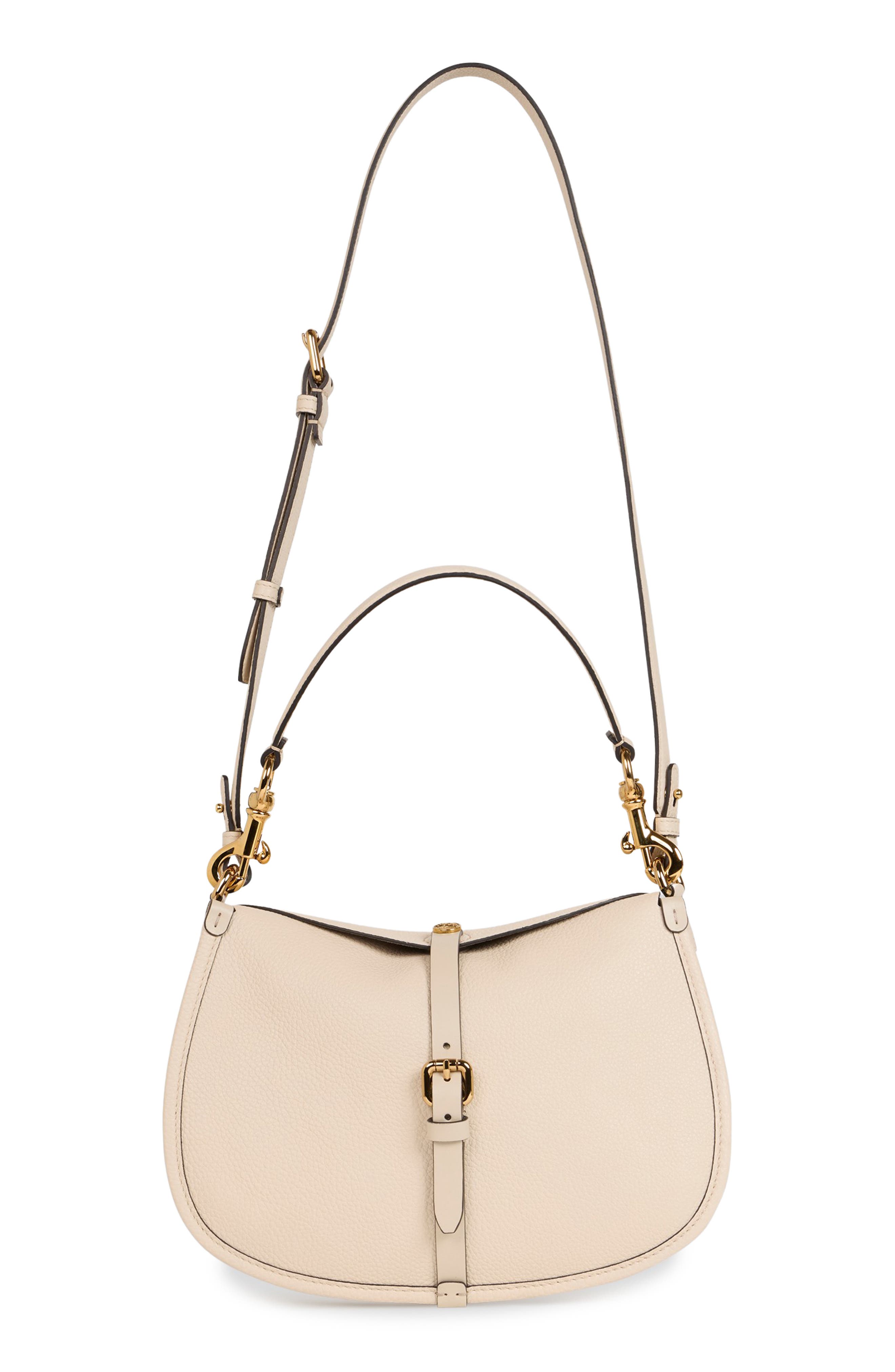 Etro Medium Tumbled Leather Crossbody Pony Bag, Alternate, color, Ivory