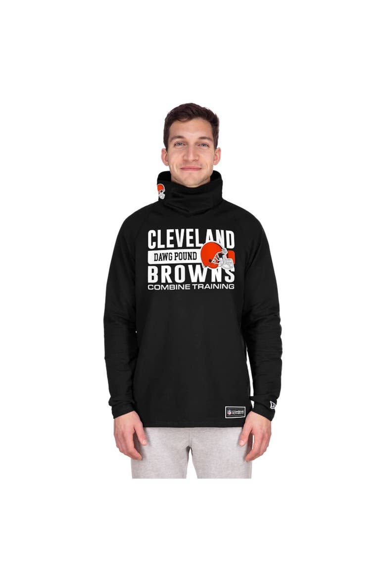 Men's New Era Black Cleveland Browns Functional Fandom Balaclava Helmet Stripe Tri-Blend Hoodie, Alternate, color, Black