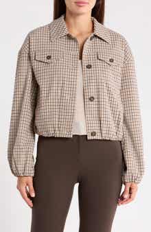 Bubble Hem Plaid Trucker Jacket