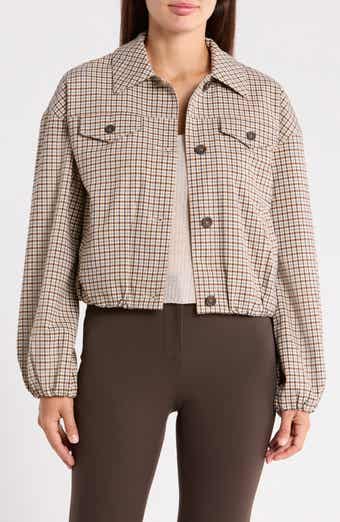 Bubble Hem Plaid Trucker Jacket