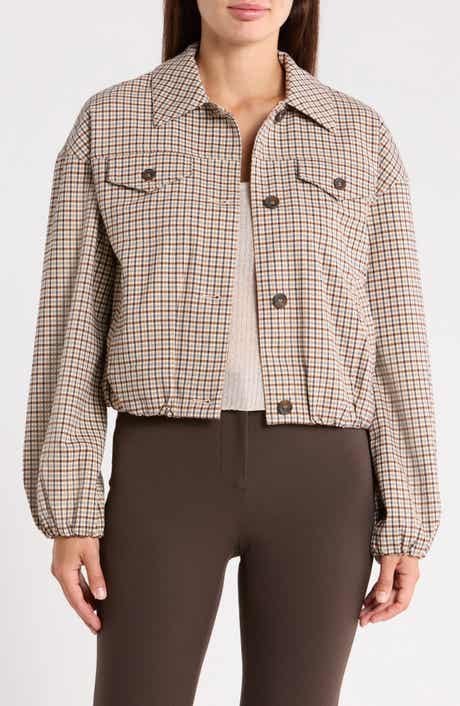 Bubble Hem Plaid Trucker Jacket