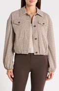 Bagatelle Bubble Hem Plaid Trucker Jacket