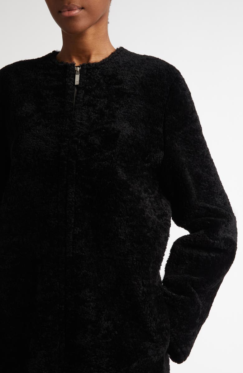 TOTEME Teddy Genuine Shearling Zip Jacket, Alternate, color, Black