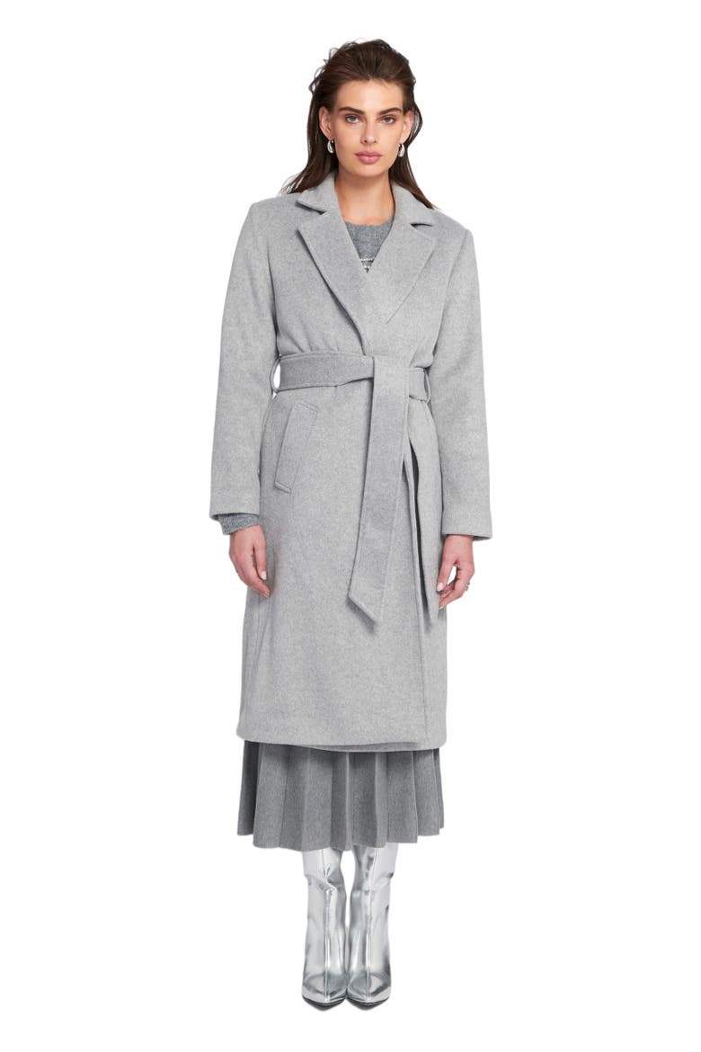 Melton Wrap Coat Belted/Wrap, Main, color, Grey