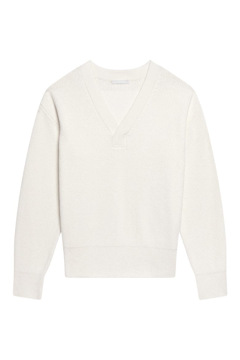 Giunon V-Neck Organic Cotton Sweater, Alternate, color, WHITE
