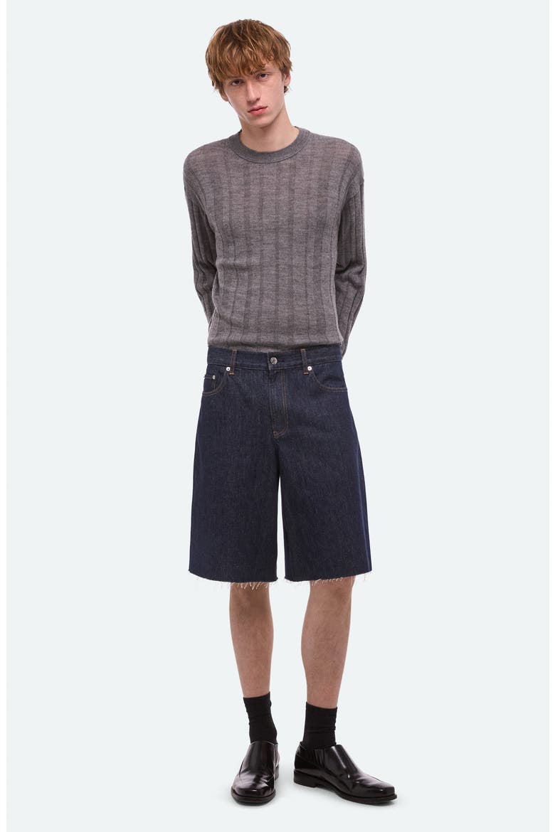 Oversize Raw Hem Denim Shorts, Alternate, color, RINSED INDIGO