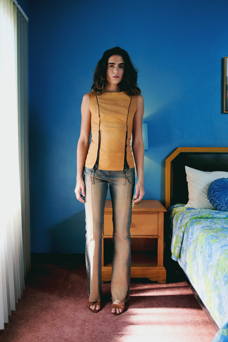 Cotton Top With Slit Detail, Alternate, color, ORANGE