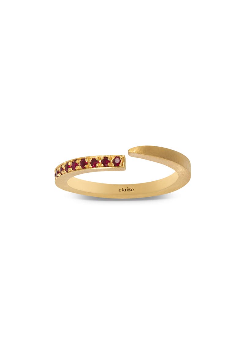Crescent Moon Ring Natural Ruby. Handmade in Italy, Alternate, color, Ruby