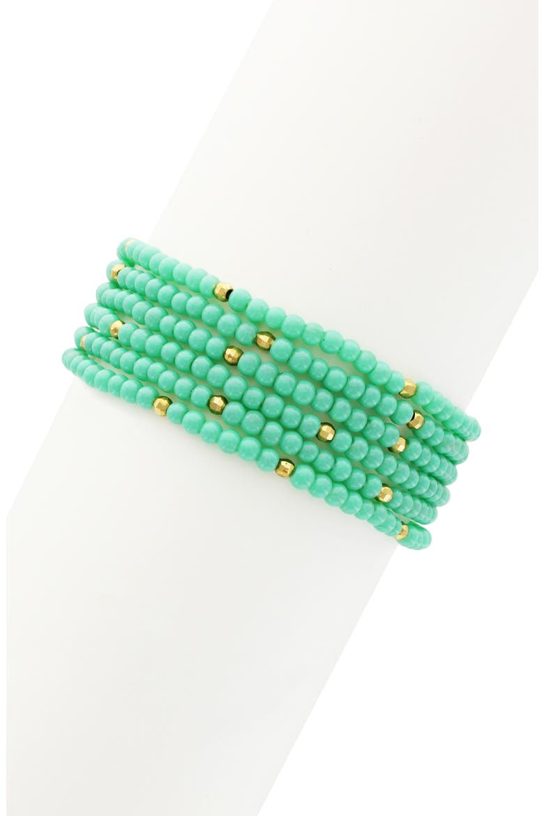 Heat of the Summer Beaded Stretch Bracelet, Main, color, GOLD / TURQUOISE