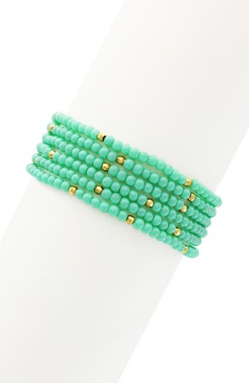 Olivia Welles Heat Of The Summer Beaded Bracelet In Gold/turquoise