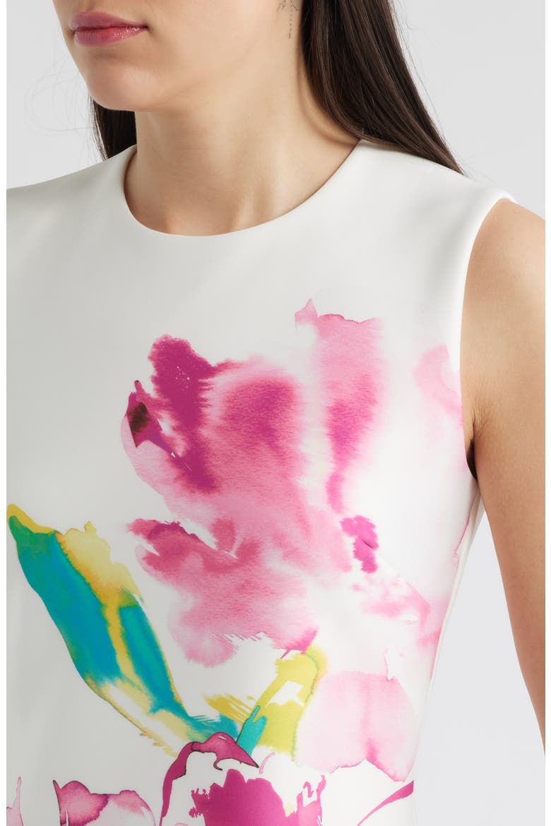 Floral Print Sleeveless Sheath Dress, Alternate, color, WHITE DOVE MULTI