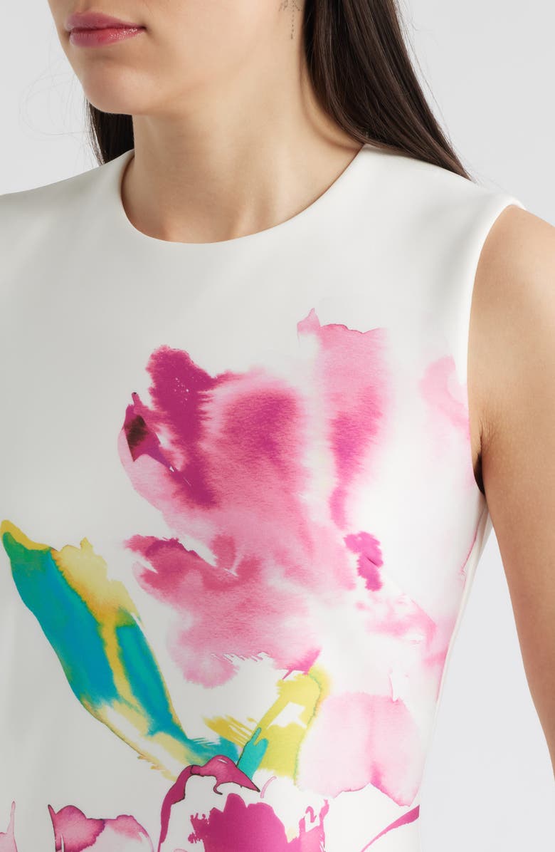 Anne Klein Floral Print Sleeveless Sheath Dress, Alternate, color, White Dove Multi