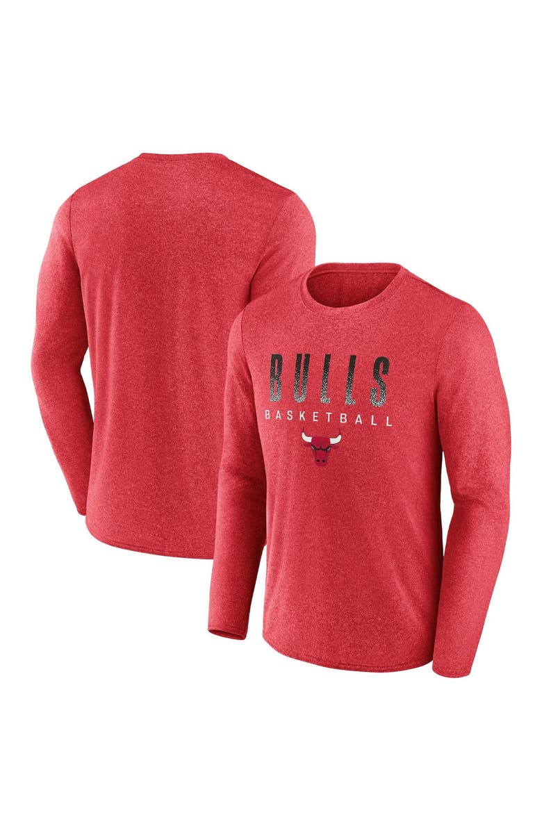 FANATICS Men's Fanatics Heathered Red Chicago Bulls Where Legends Play Iconic Practice Long Sleeve T-Shirt, Main, color, Heather Red