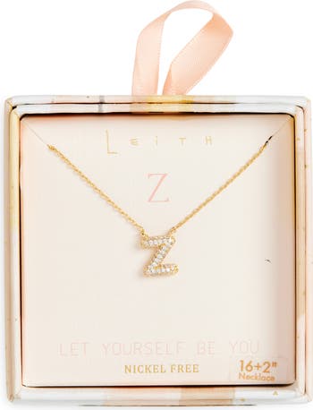 Cubic Zirconia Initial Pendant Necklace