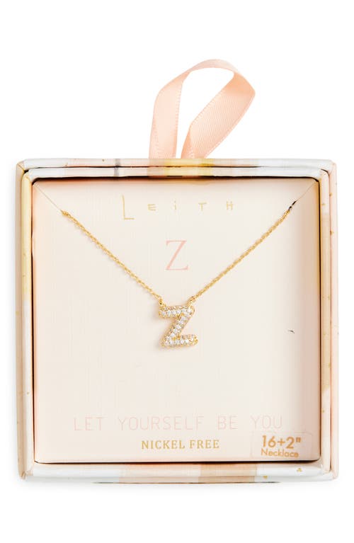 Leith Cubic Zirconia Initial Pendant Necklace In Z- Clear- Gold