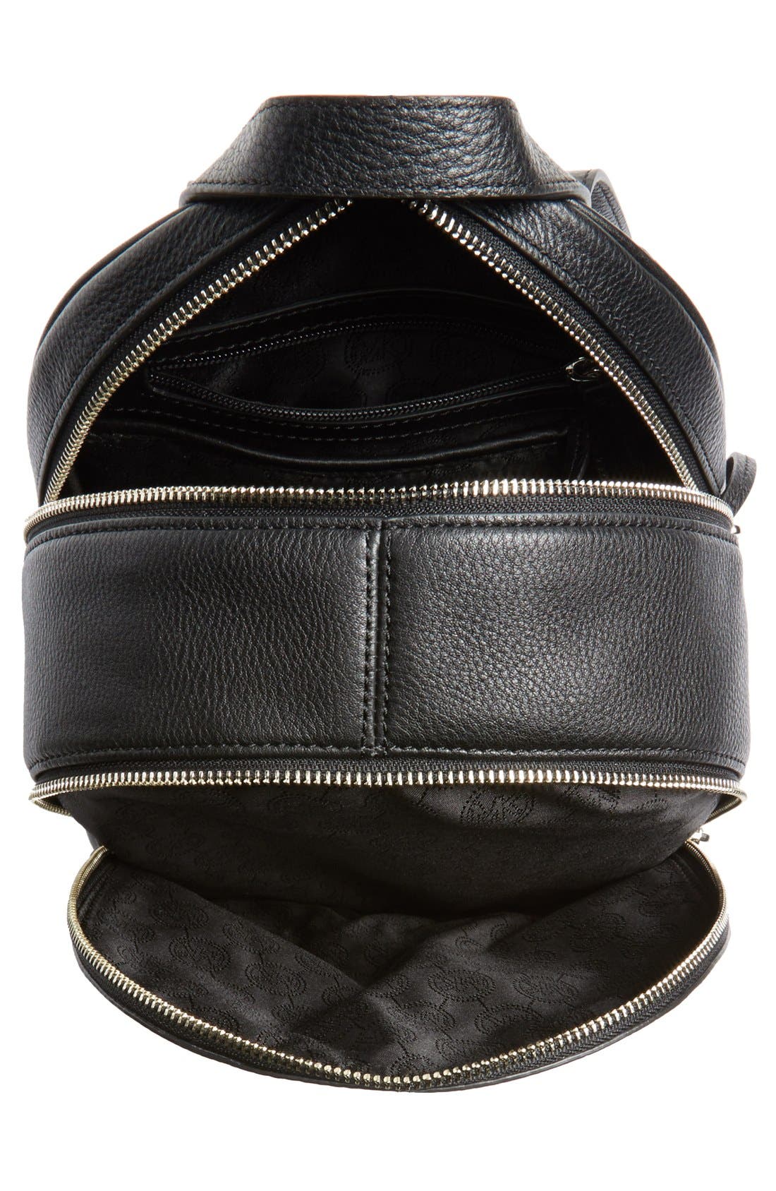 'Small Rhea Zip' Leather Backpack, Alternate, color, BLACK/ SILVER