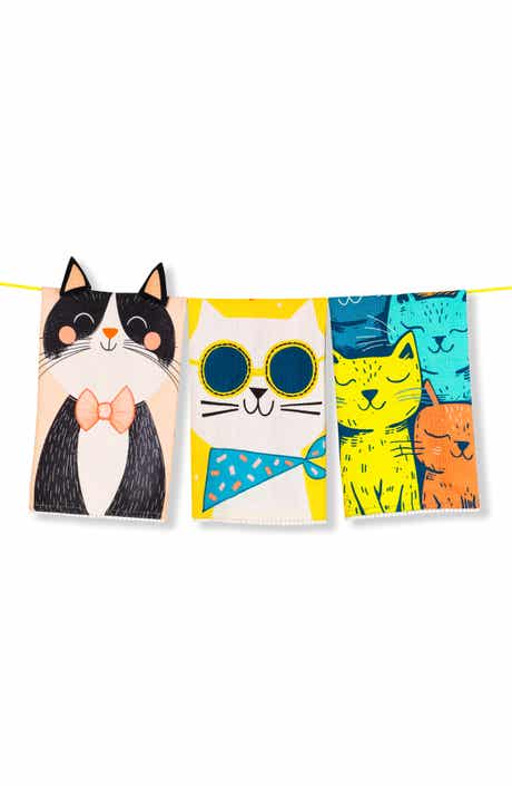 Tiramisu Cool Cats Set of 3 Cotton Kitchen Towels