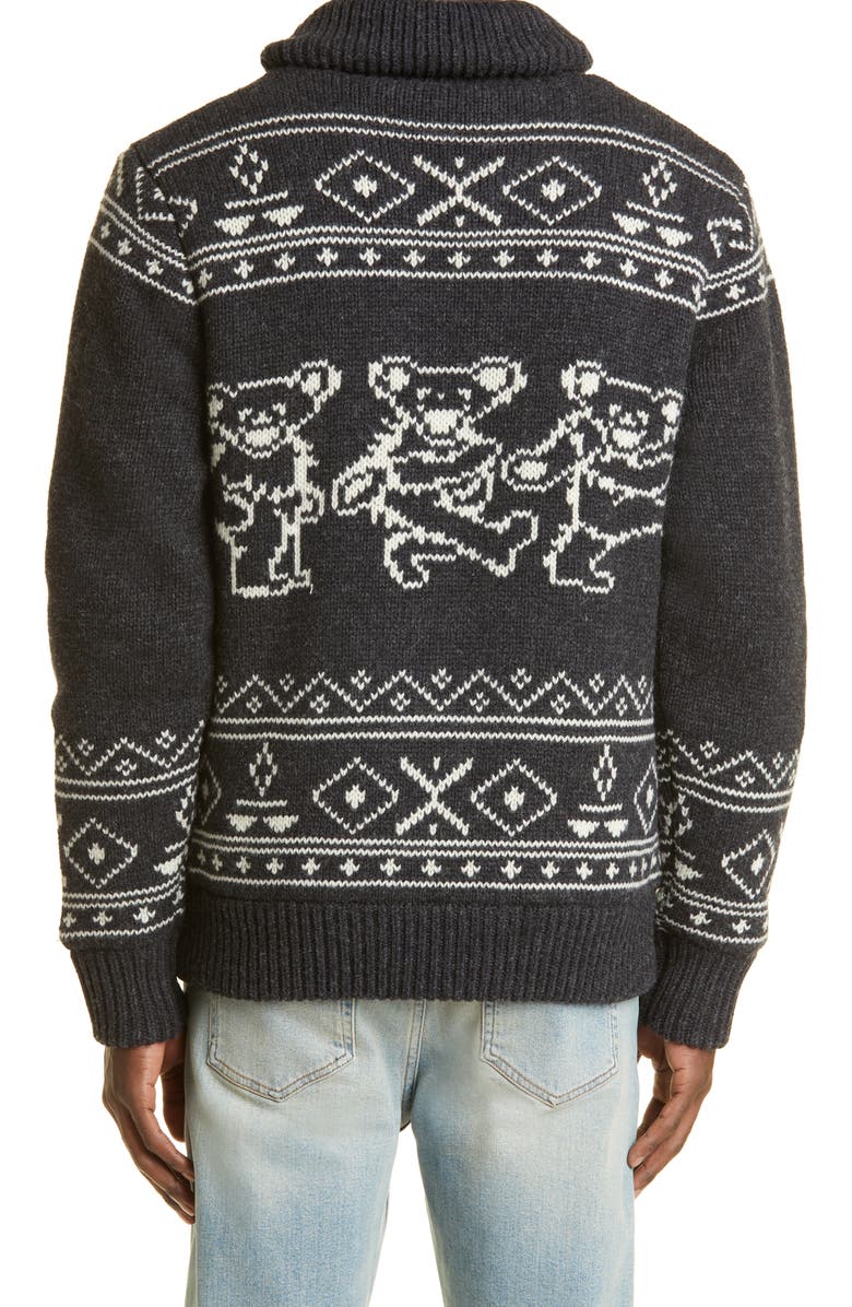 Schott NYC x Grateful Dead Dancing Bears Wool Blend Sweater Jacket, Alternate, color,