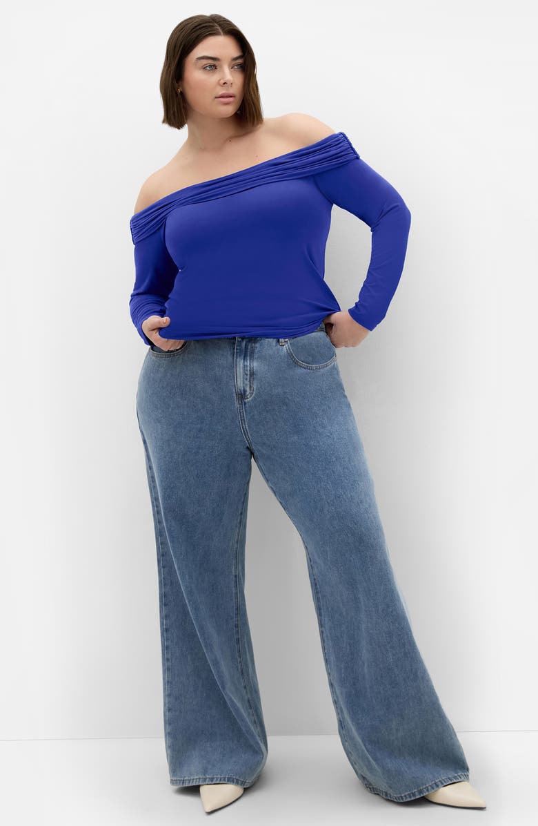 City Chic Jojo Off the Shoulder Top, Alternate, color, Cobalt