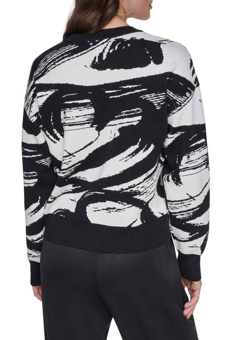 Studded Heart Brushstroke Crewneck Sweater, Alternate, color, IVORY/ BLAC