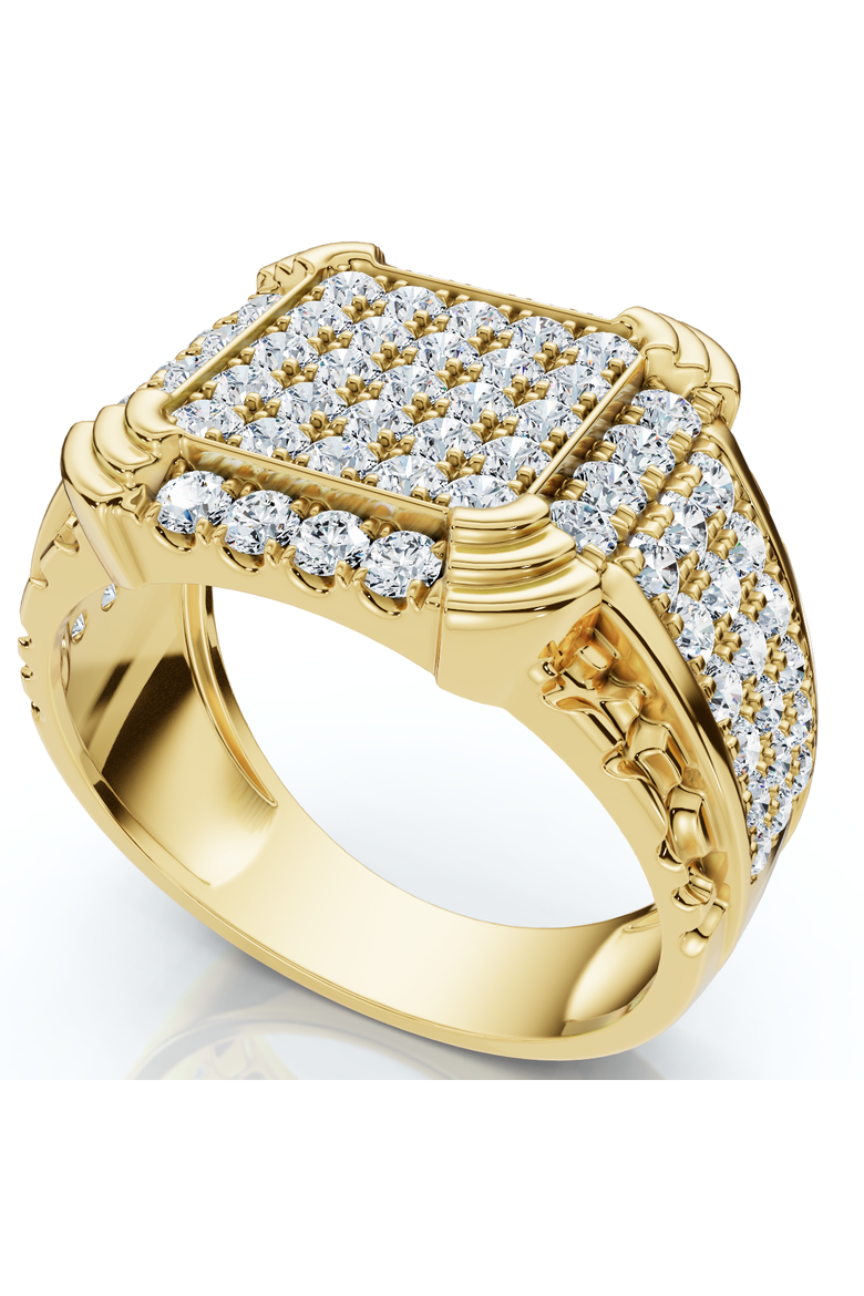 2Ct Men's Diamond Ring in 14k Gold Lab Grown, Main, color, 14k Yellow Gold