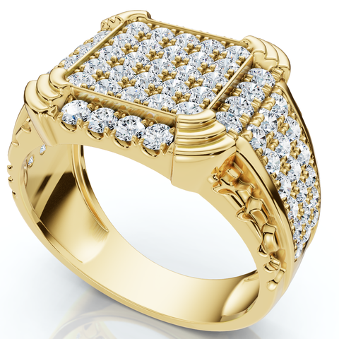 2Ct Men's Diamond Ring in 14k Gold Lab Grown