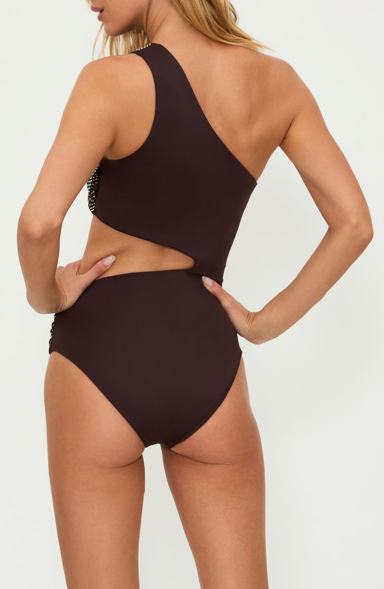 Beach Riot Anja Stud Cutout One-Piece Swimsuit, Alternate, color, Java Jewel