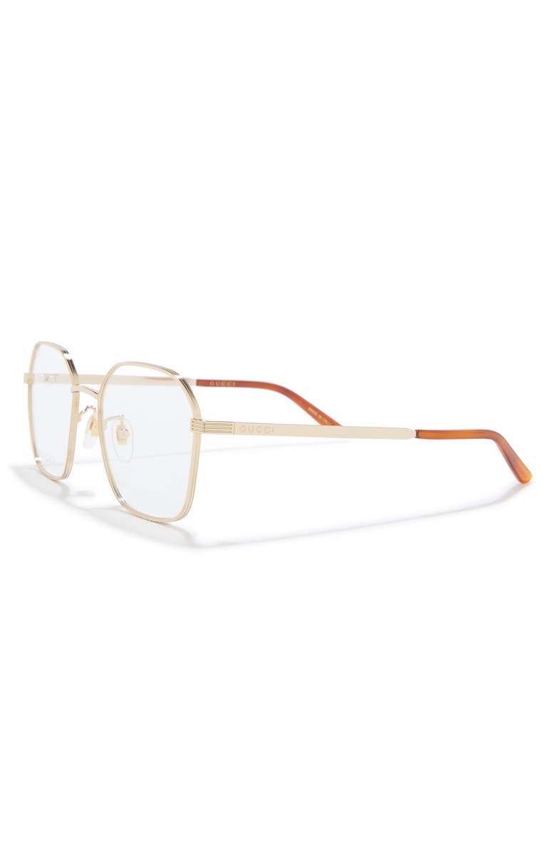 Gucci 52mm Hex Metal Optical Frames, Alternate, color, Gold Gold Transparent