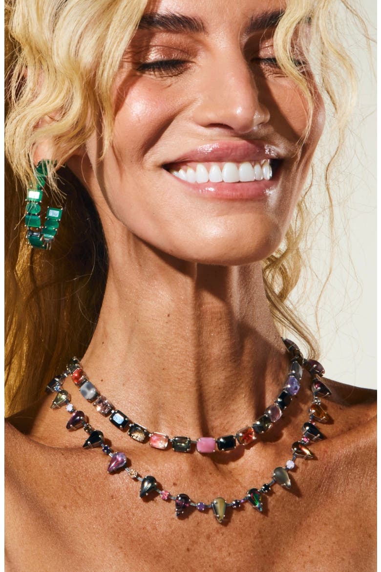 Baguette Layering Choker, Alternate, color, Silver