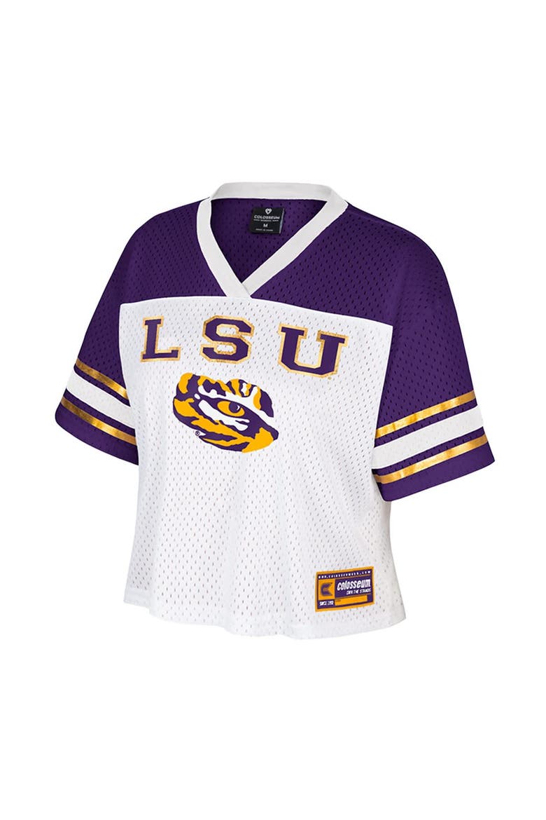 Women's Colosseum  White LSU Tigers Treasure Cropped Football Jersey, Alternate, color, White