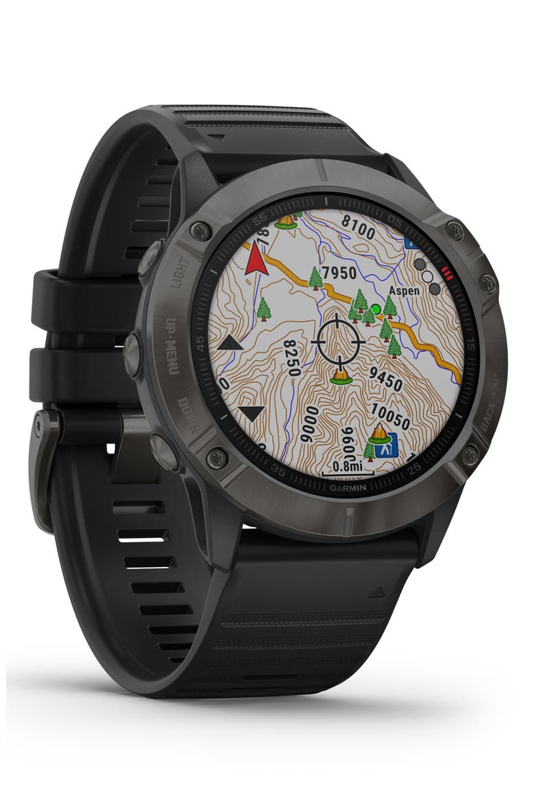 fenix® 6X Pro Sapphire Smart Watch, 51mm, Alternate, color, CARBON GRAY/ BLACK