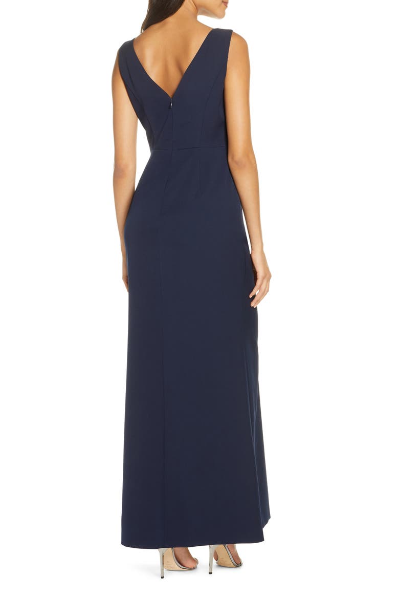 Ruffle Front Gown, Alternate, color, NAVY