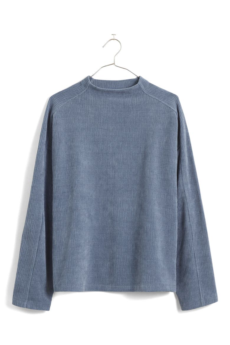 Jacquard Stripe Funnel Neck Top, Alternate, color, TEAPOT BLUE