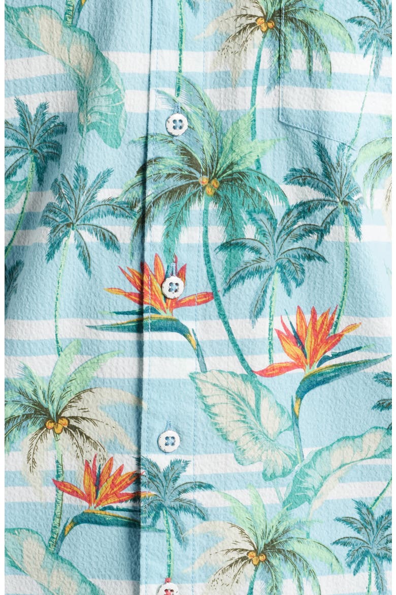 Nova Wave Palmero Stripe Floral Short Sleeve Cotton Seersucker Button-Up Shirt, Alternate, color, BLUE WHISPER